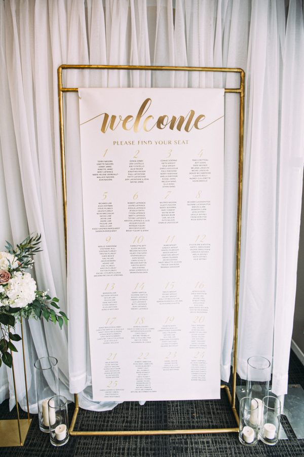 Gold Cooper Seating Chart Stand Valley Tent & Party Rentals