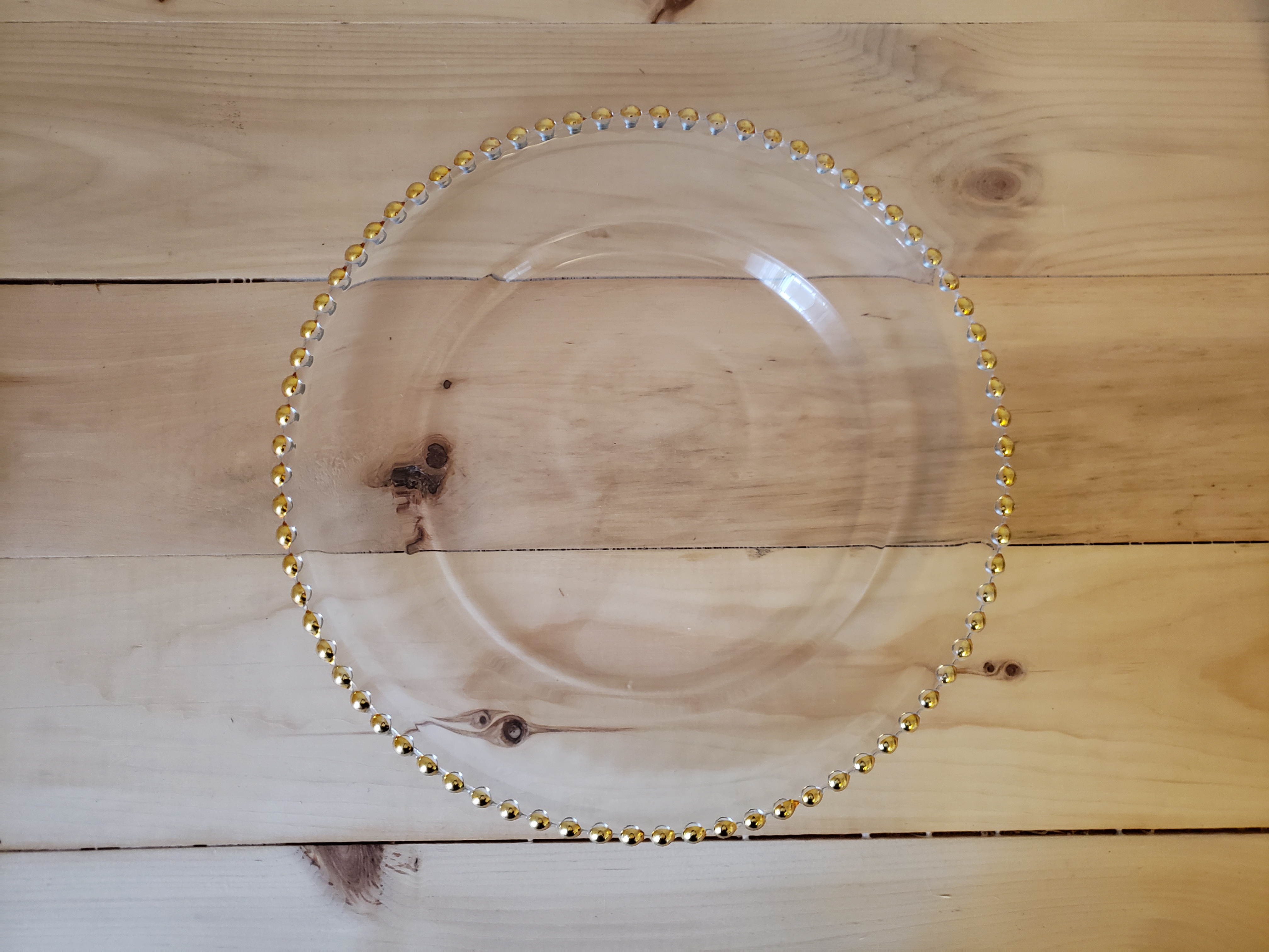 Glass Gold Beaded Charger Plate
