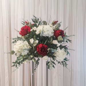 Meredith Silk Floral Grand Arrangement, burgundy and white flowers