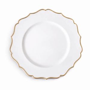 White Acrylic Charger Plate with Gold Rim - Shaped