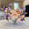 purple and orange silk floral arrangement