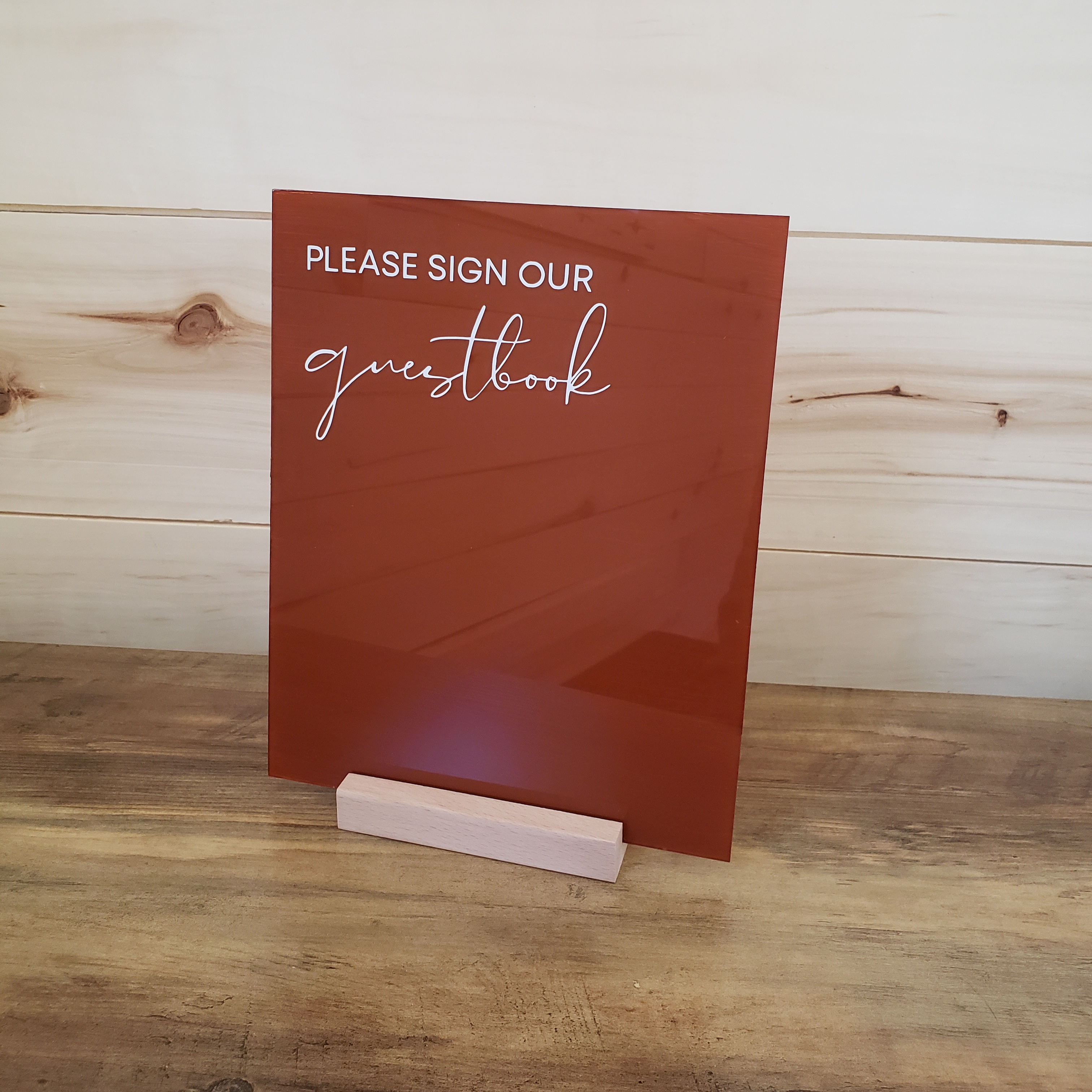 Terra Cotta Guest Book Sign Plexiglass