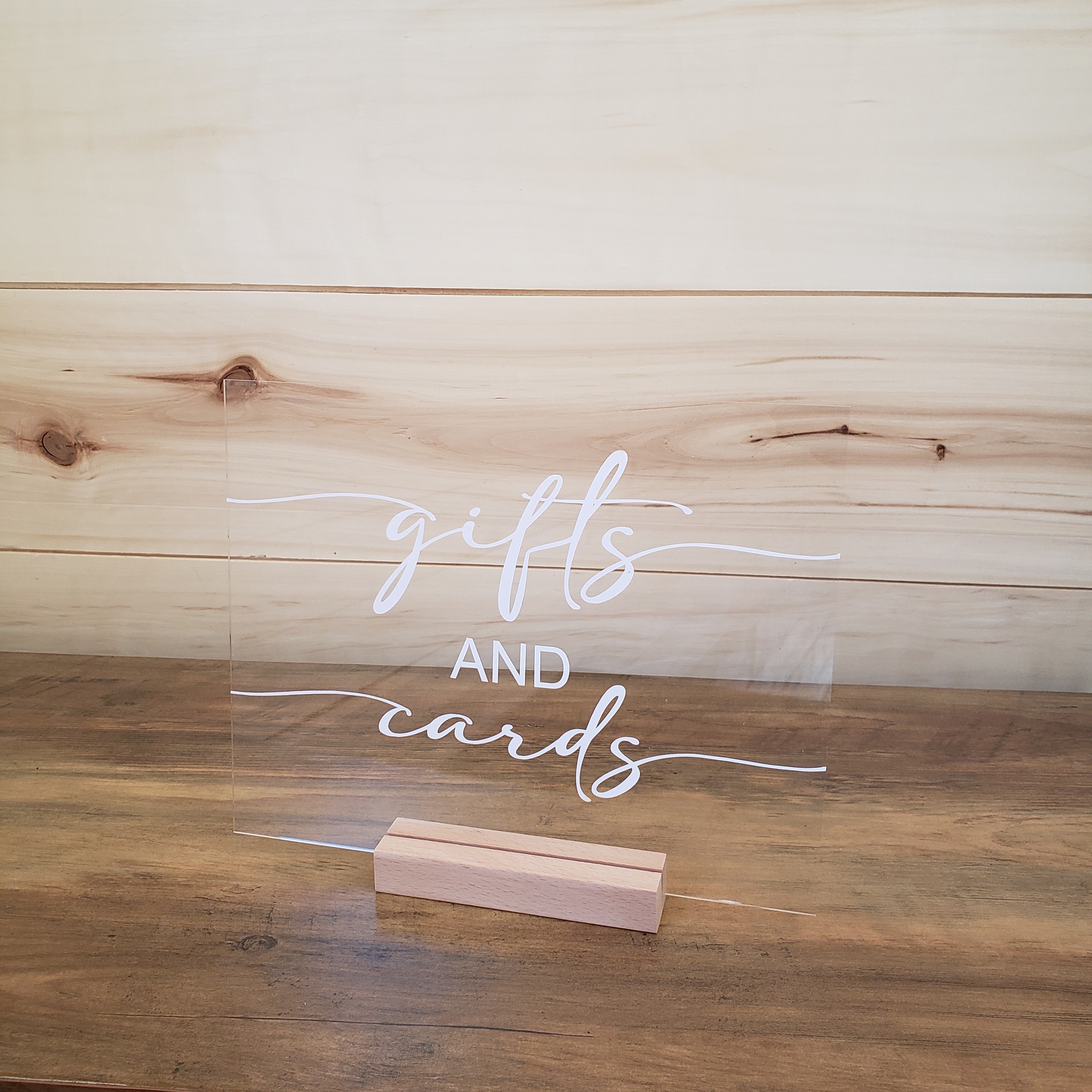 plexi glass natural gift table sign