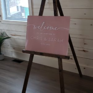 Dusty Rose Welcome Sign Plexiglass on easel