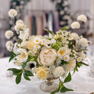 yellow ivory and white silk floral arrangement
