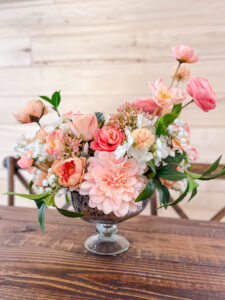 pink and peach silk floral arrangement