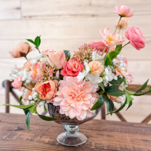 pink and peach silk floral arrangement