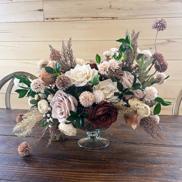silk floral brown and nude tones
