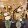 brown and nude toned silk floral bud vases