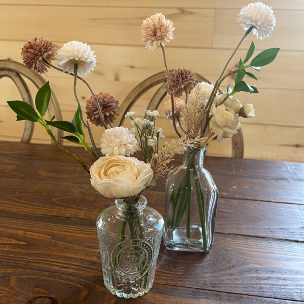 brown and nude silk floral bud vase